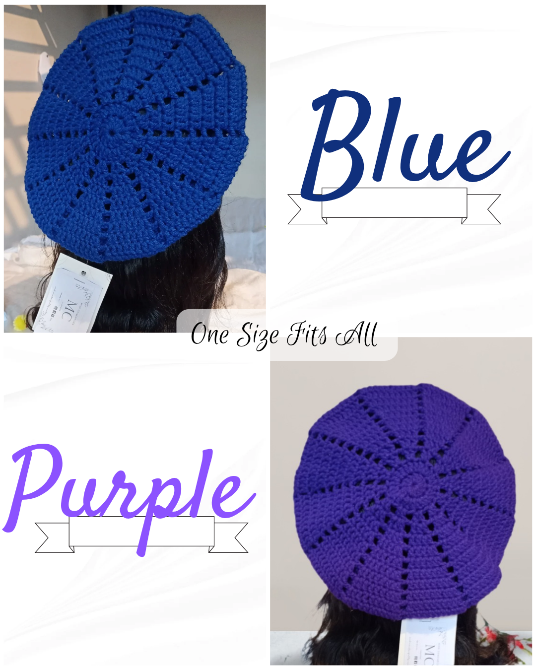 Blue Crochet Beret || Purple Crochet Beret