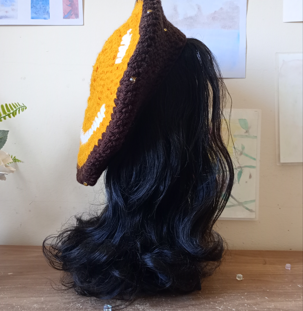 Gold and Brown Crochet Beret