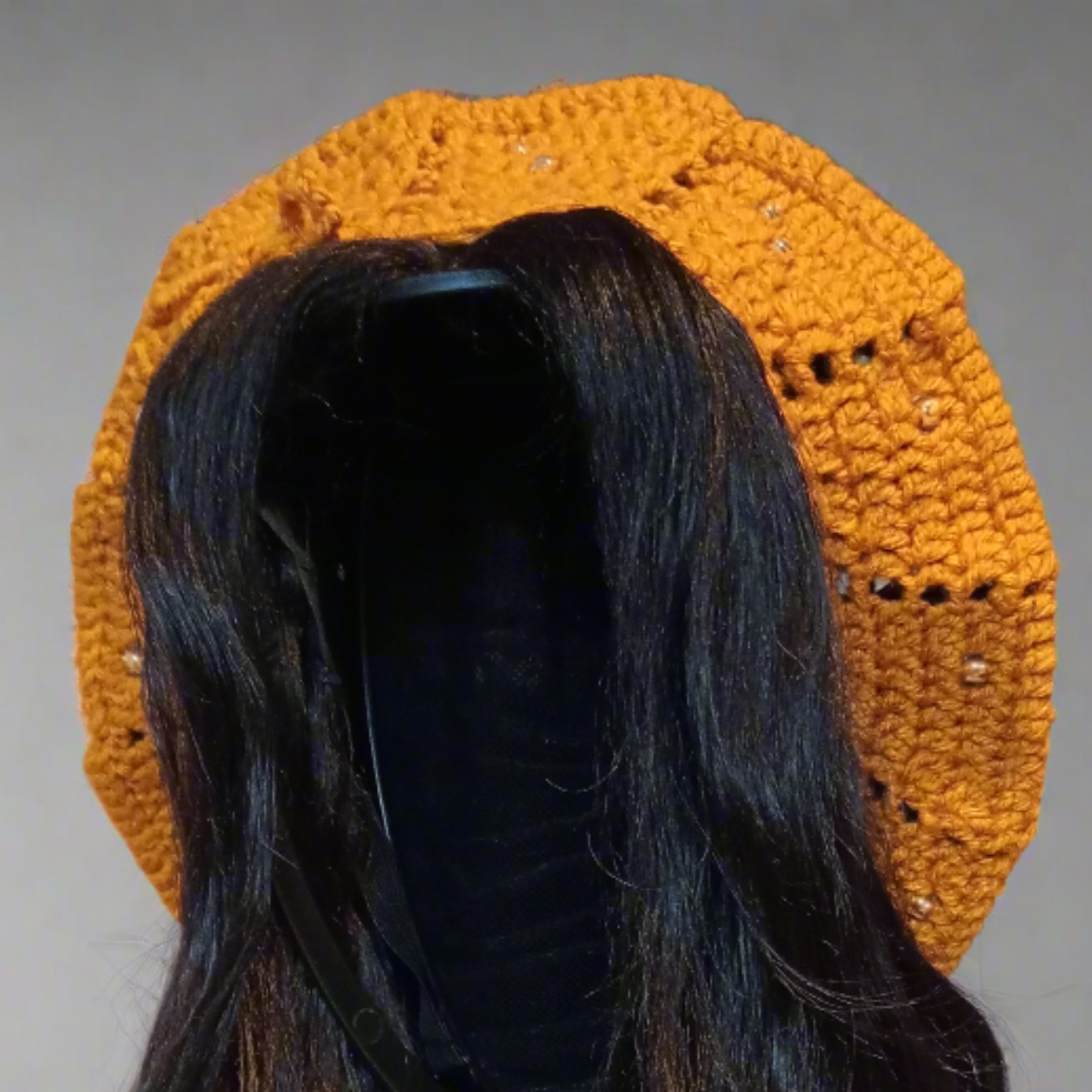 Purple & Gold Multicoloured Crochet Beret