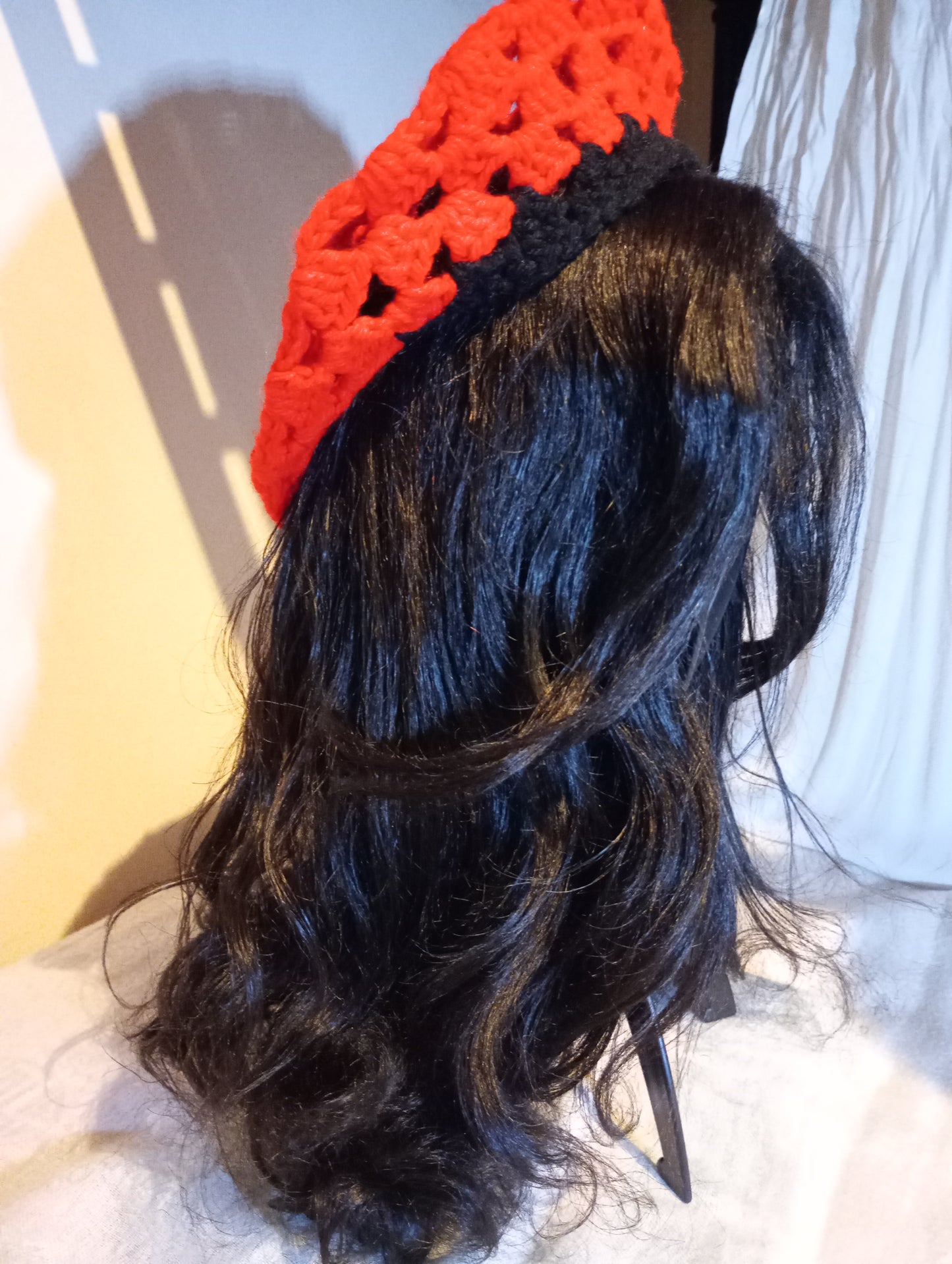 Red & Black Crochet Beret, Light Green Crochet Beret.