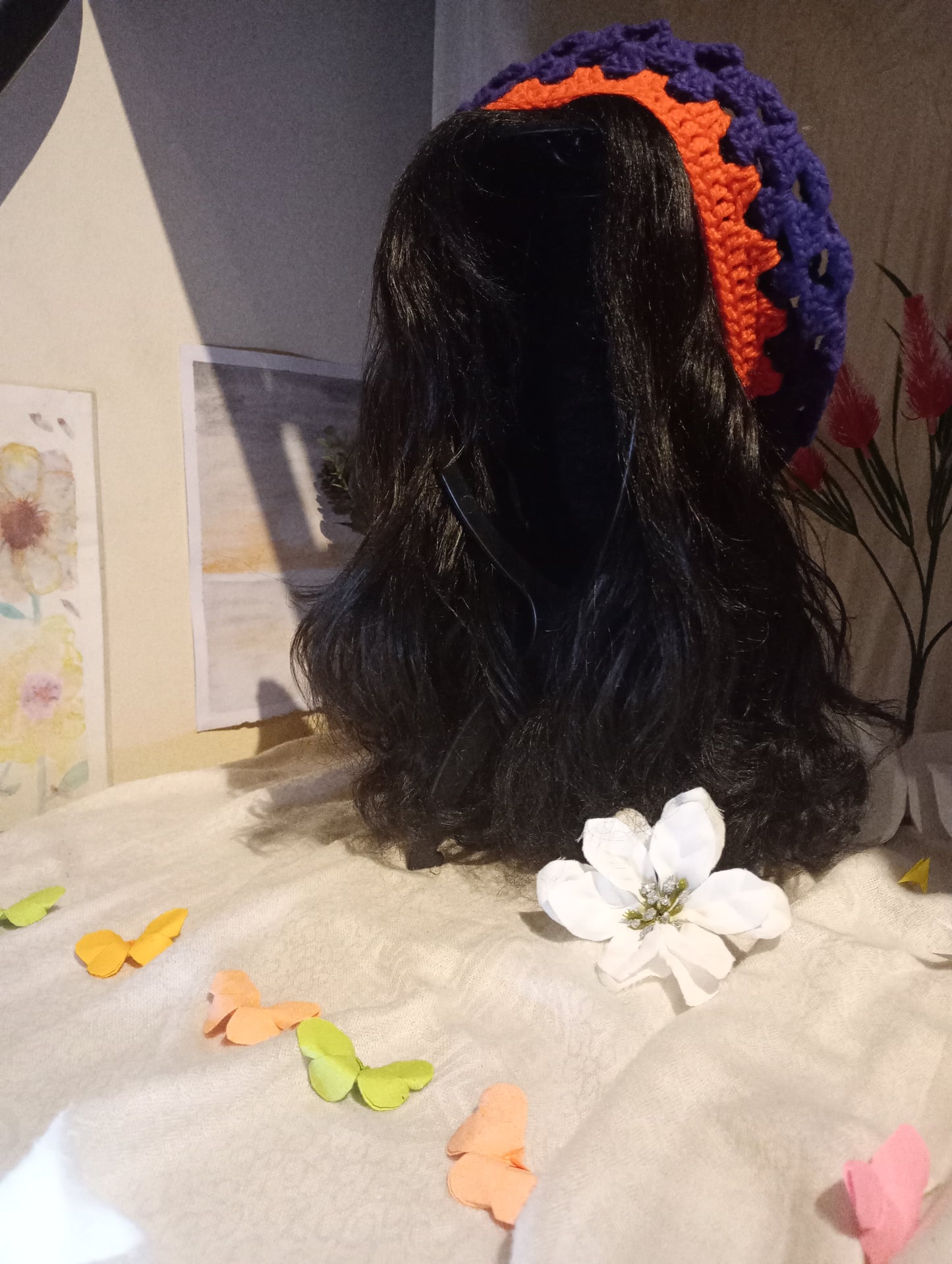 Blue Crochet Beret || Purple and Orange Crochet Beret.
