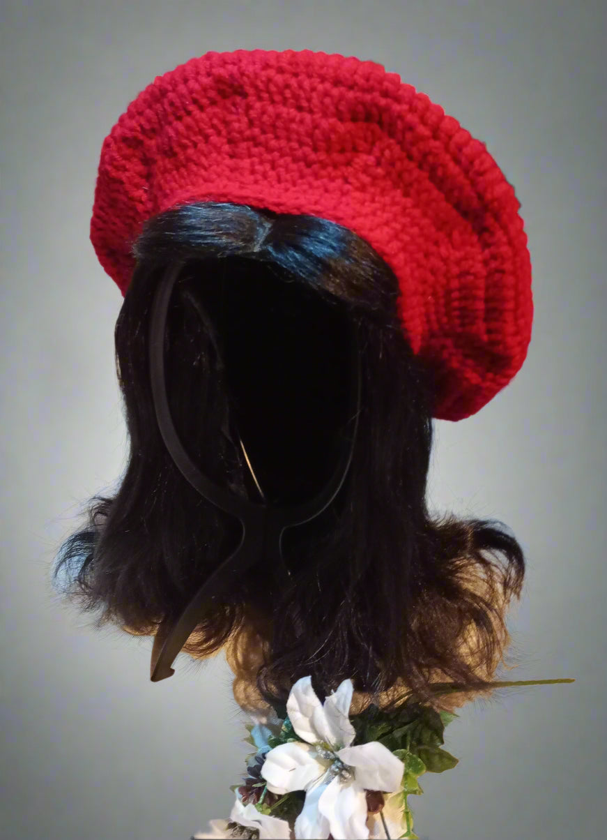 Pink and Red Crochet Beret
