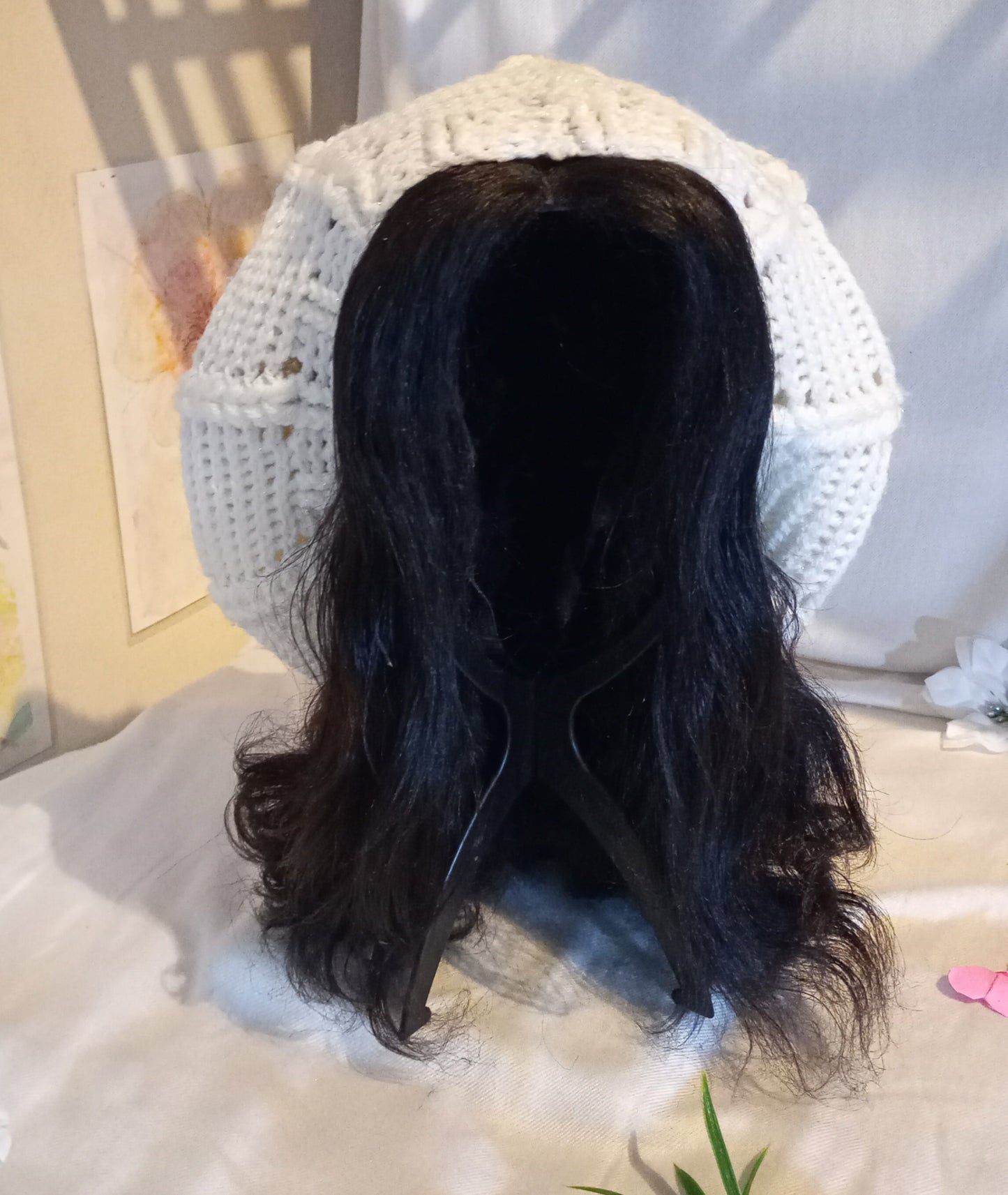 Pink, White & Light Blue - Crochet Beret