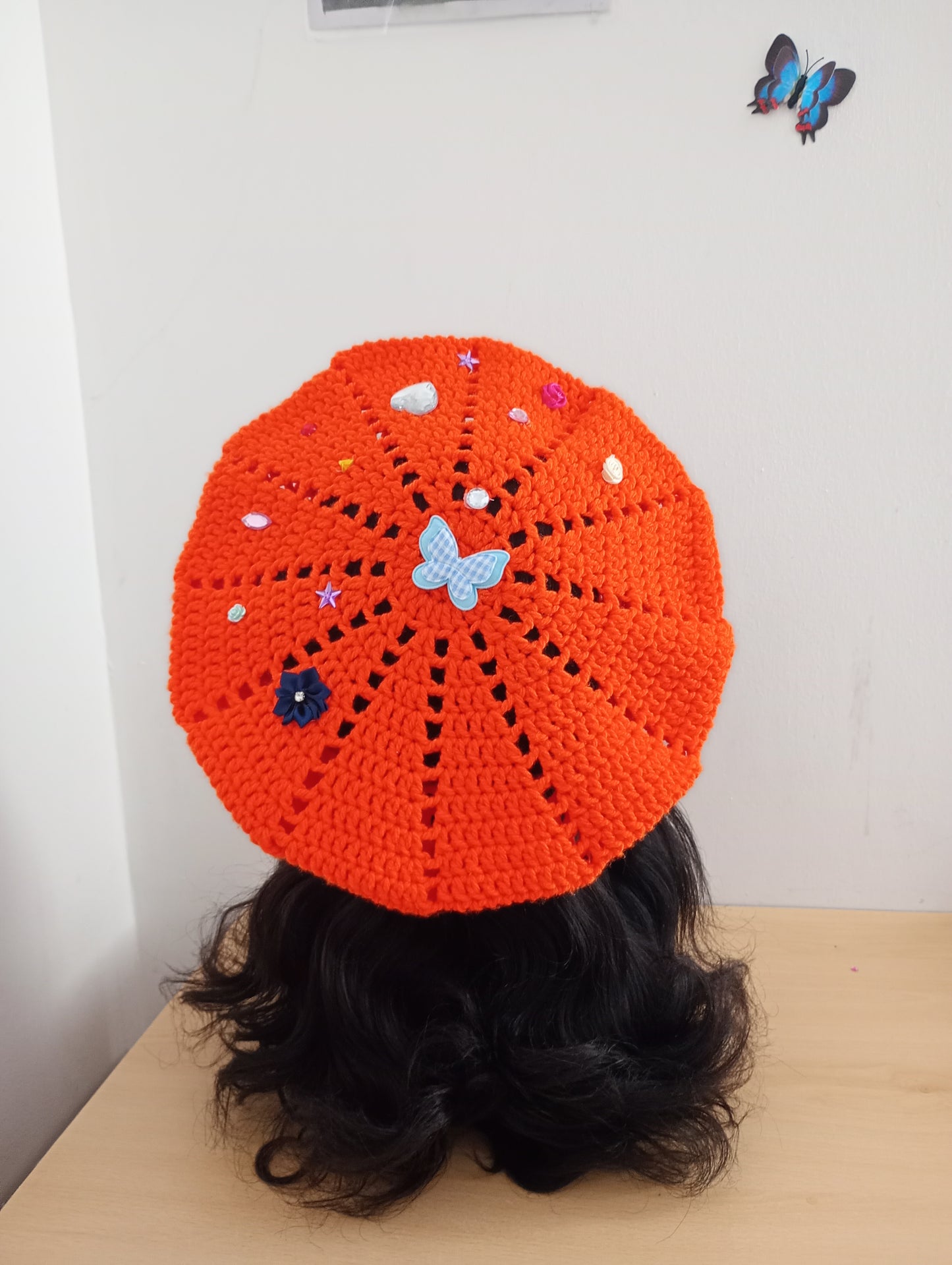 Orange Crochet Beret
