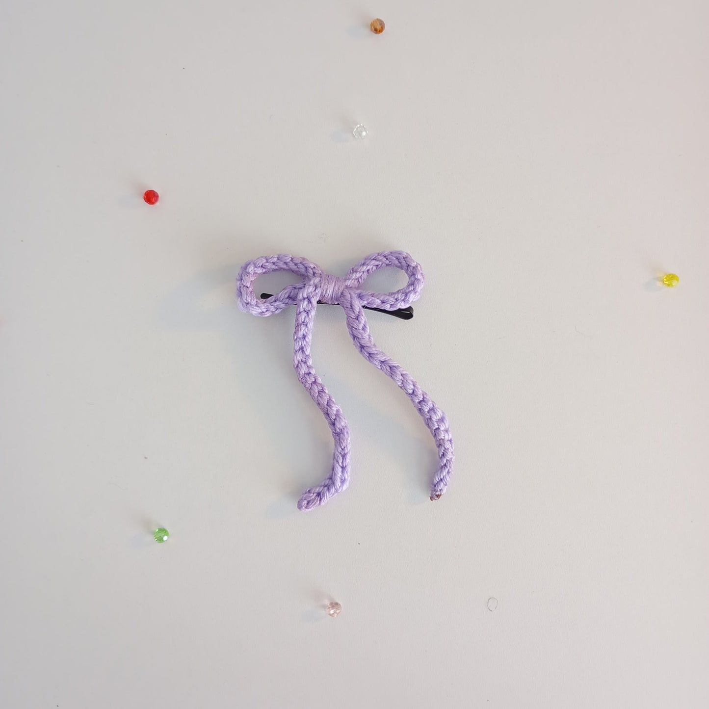 (Half-length) String Crochet Hair Bow with Clip.