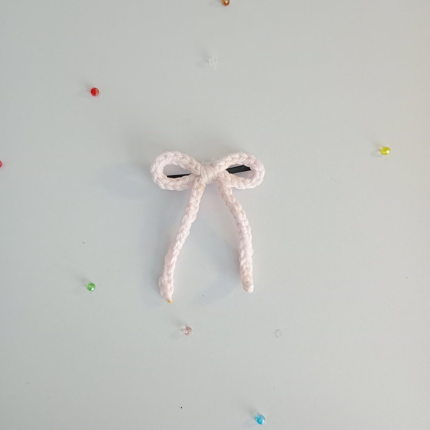(Half-length) String Crochet Hair Bow with Clip.