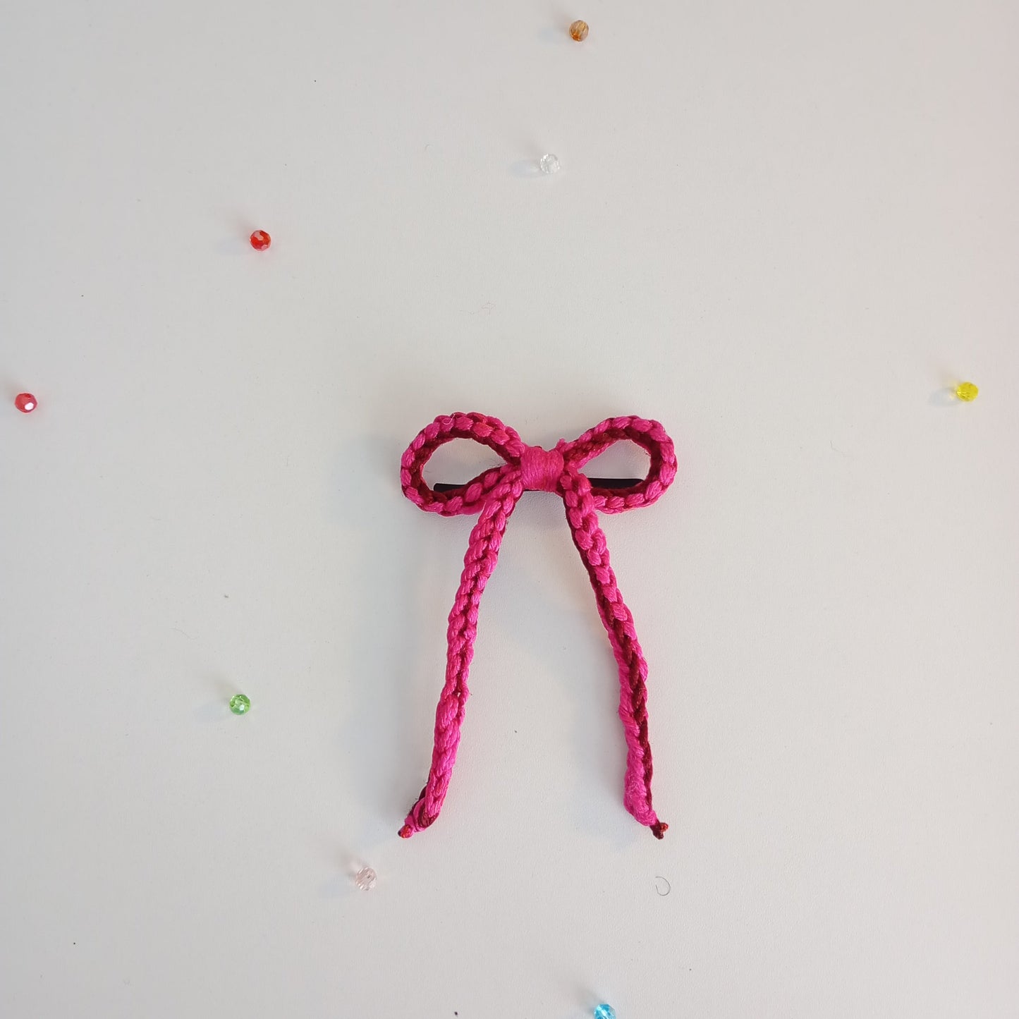 (Half-length) String Crochet Hair Bow with Clip.