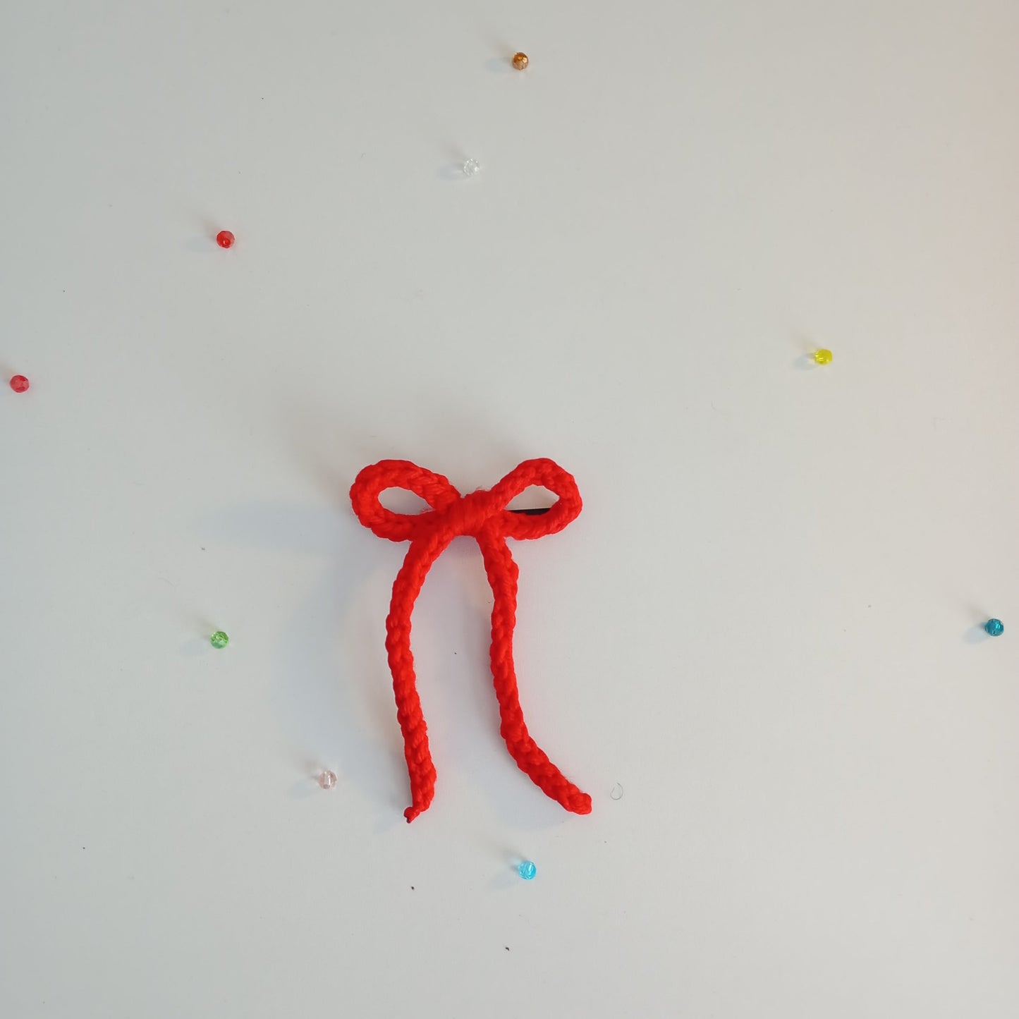 (Half-length) String Crochet Hair Bow with Clip.