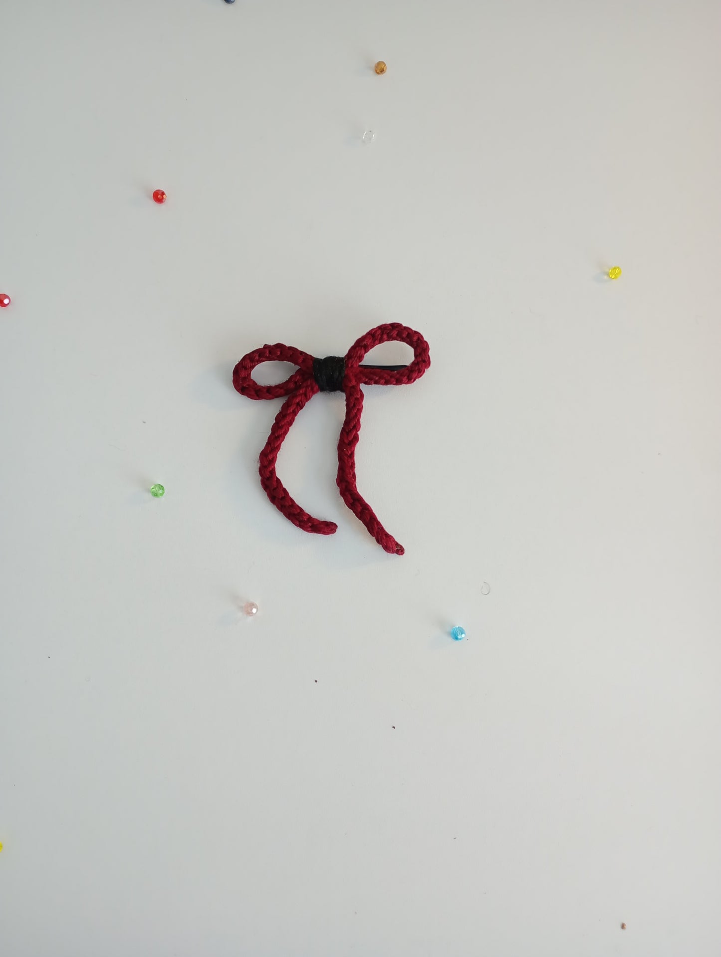 (Half-length) String Crochet Hair Bow with Clip.