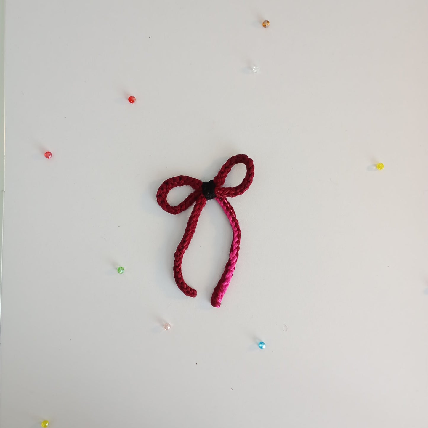 (Half-length) String Crochet Hair Bow with Clip.