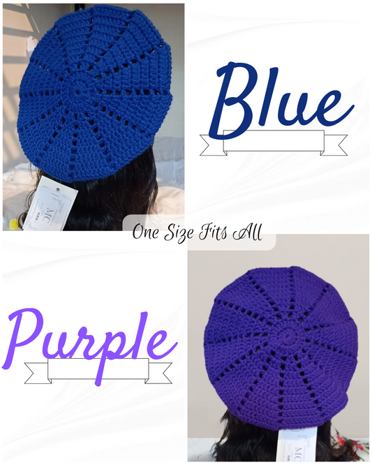Blue Crochet Beret || Purple Crochet Beret