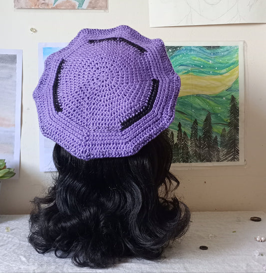 Purple & Black Crochet Beret