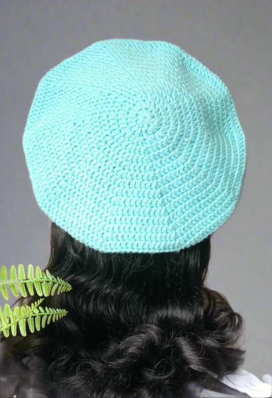Aqua Blue Crochet Beret