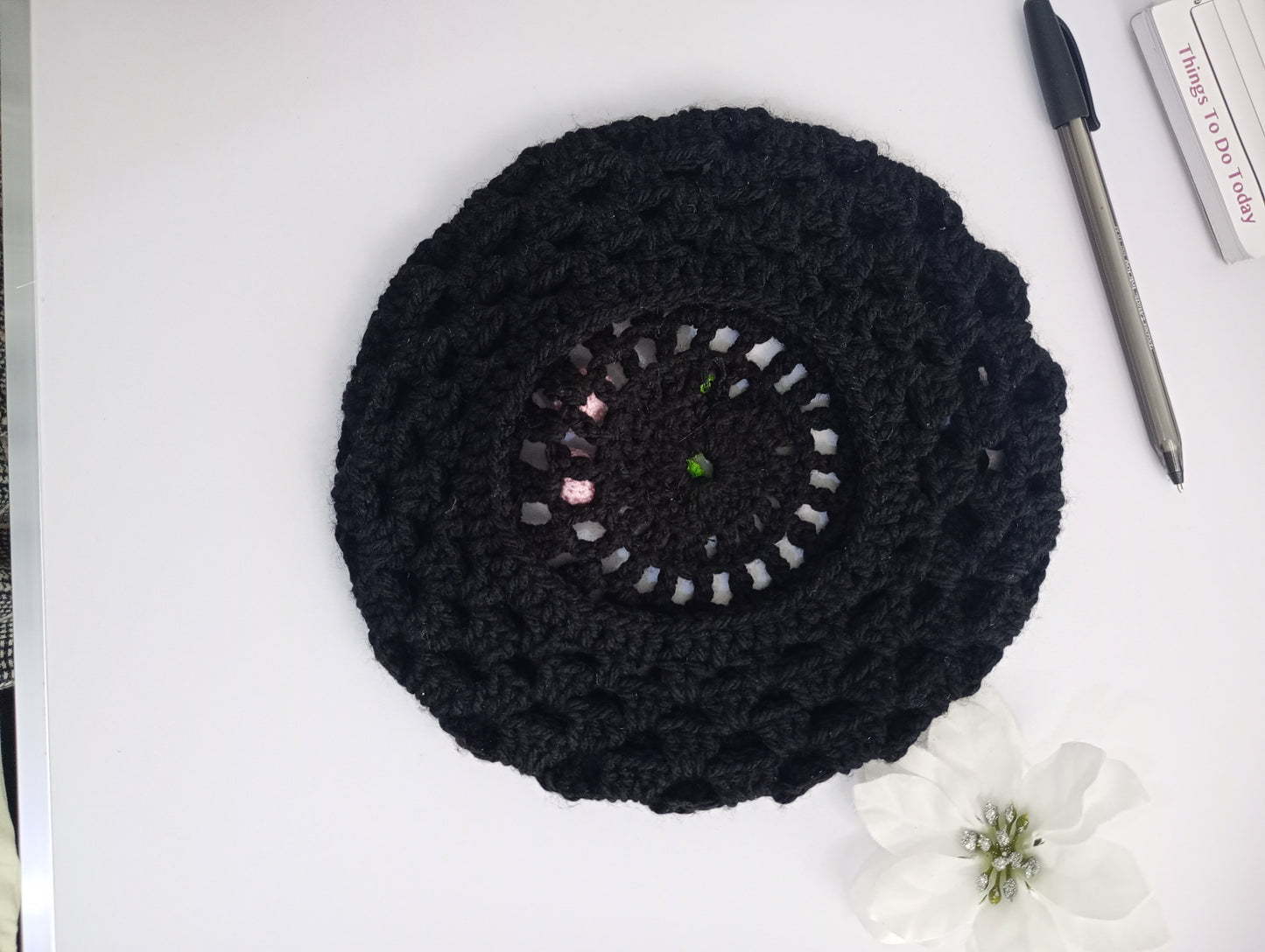 Black Crochet Beret (Kids)