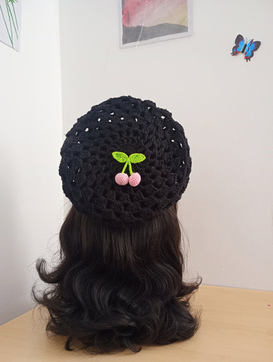 Black Crochet Beret (Kids)