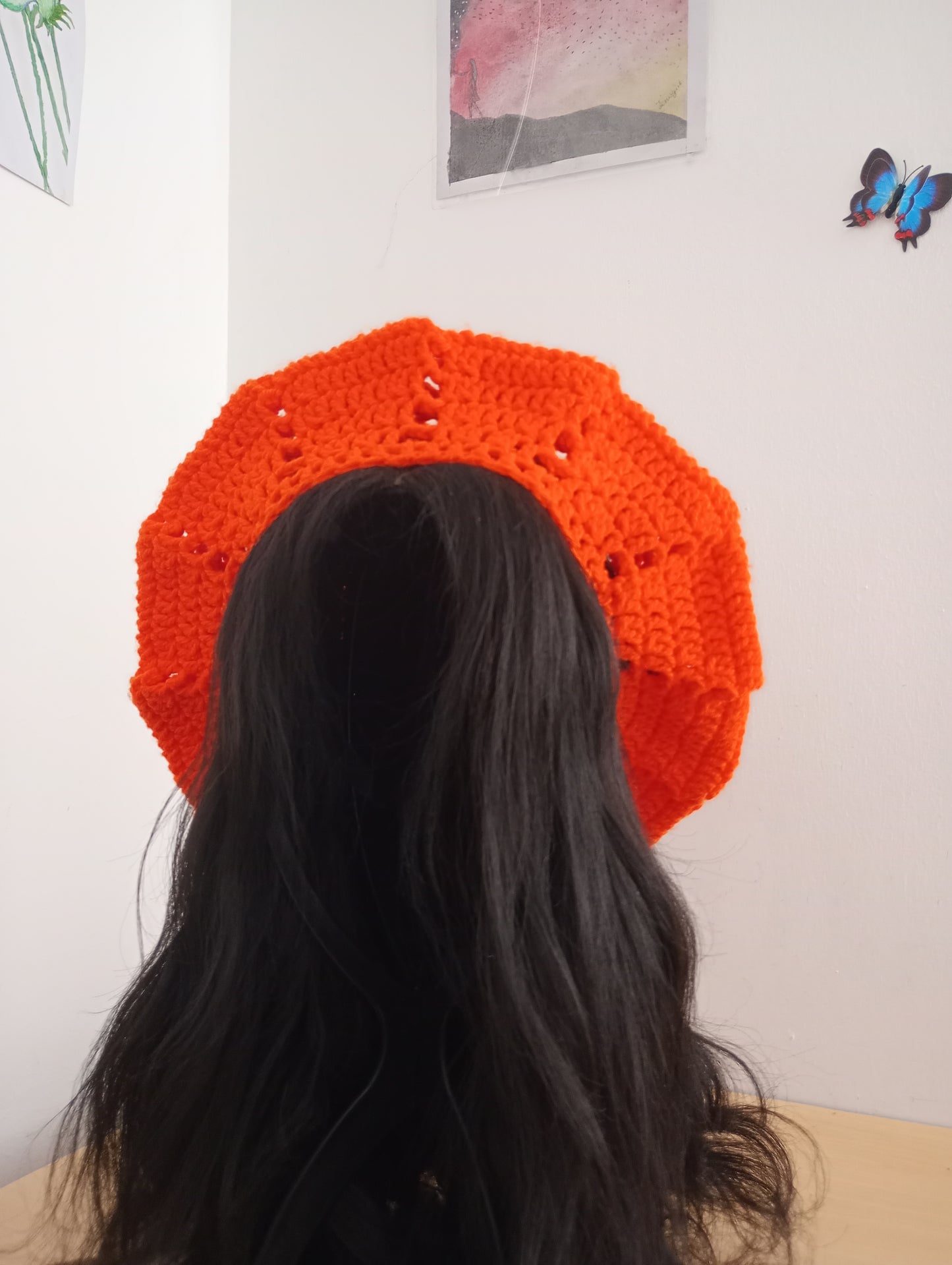 Orange Crochet Beret