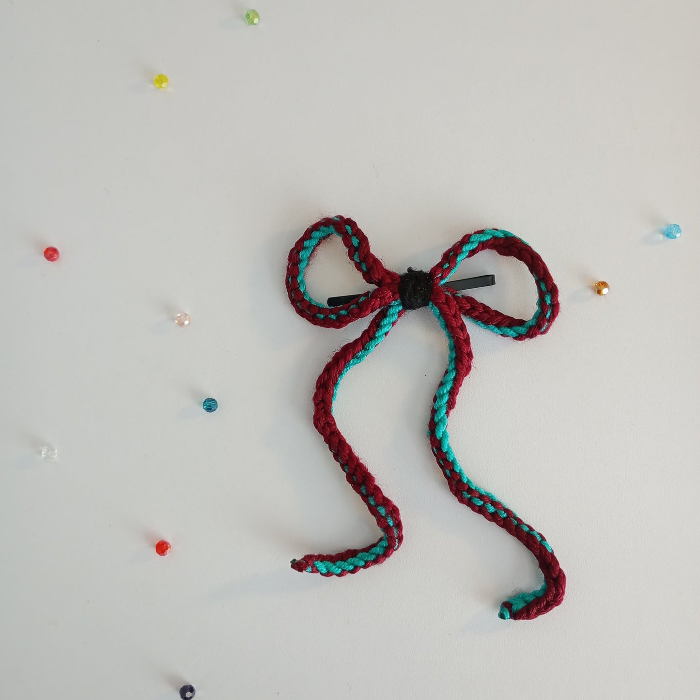 (Long-tailed) String Crochet  Hair Bow with Clip.